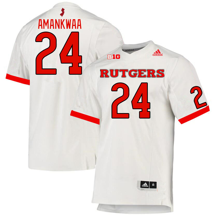 Men #24 Thomas Amankwaa Rutgers Scarlet Knights College Football Jerseys Stitched Sale-White - Click Image to Close